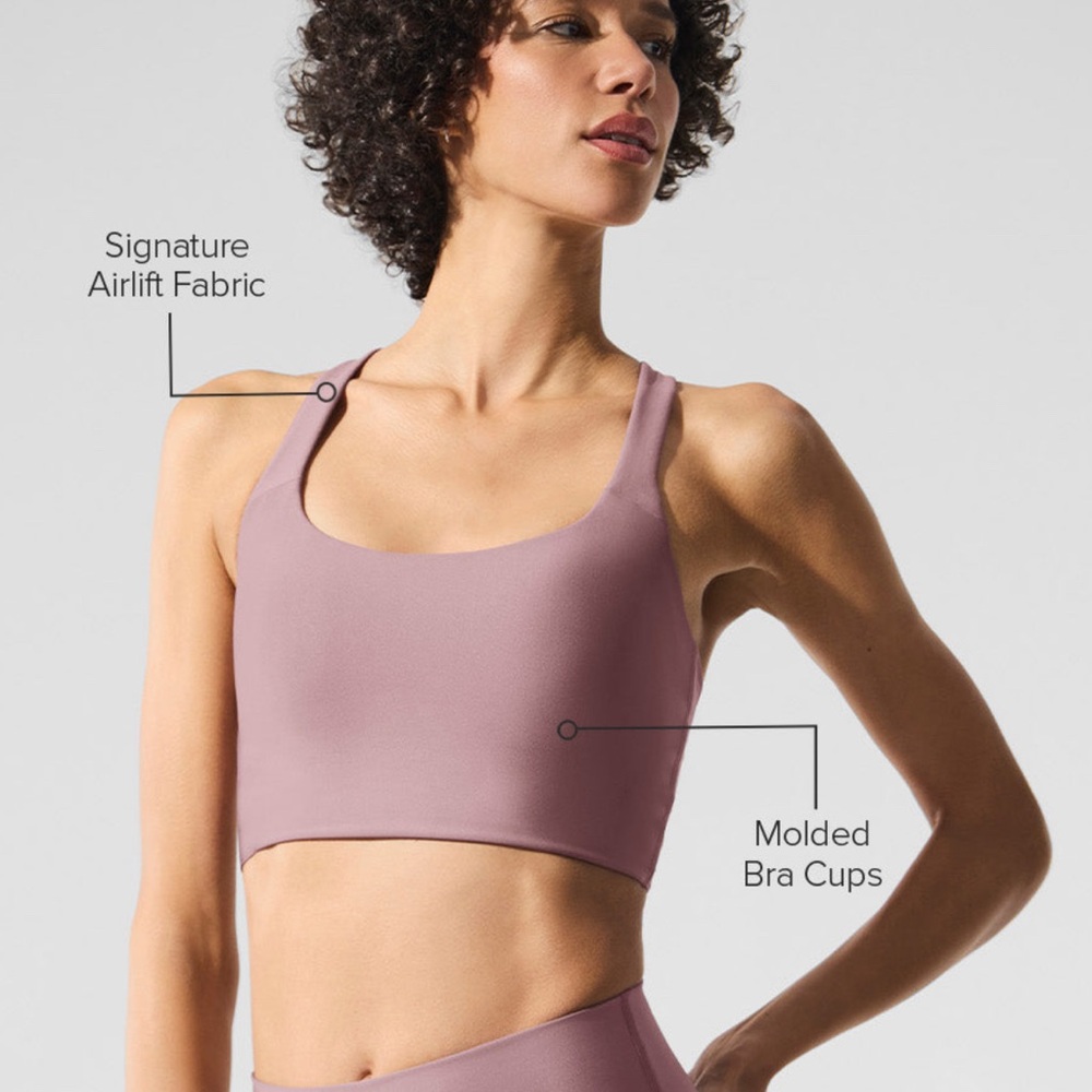ALO Yoga airlift sleek bra tank smoky quartz